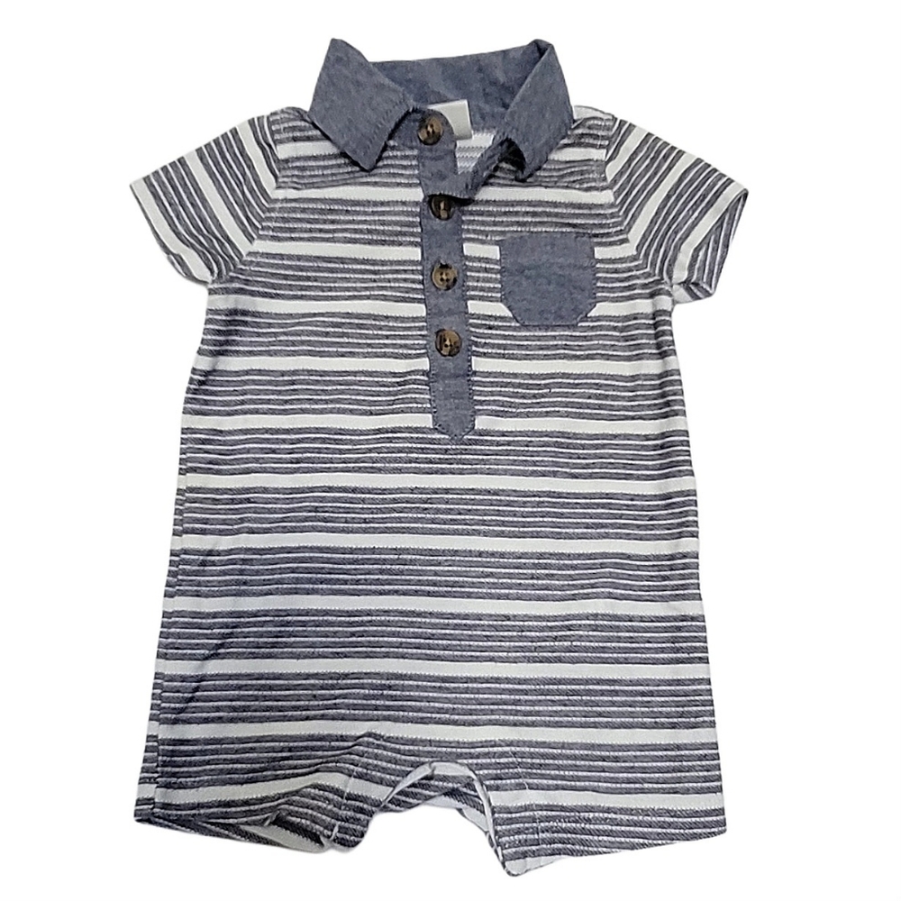 Old Navy Baby Boy Striped Romper w Collar Size 0-3 months